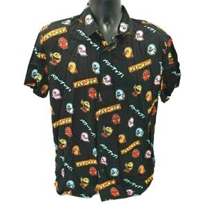Pac-Man Arcade Game Men's Short-Sleeve Button-Up Shirt Size Medium NWOT